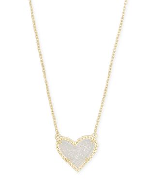 The Ari Heart Gold Pendant Necklace in Iridescent Drusy