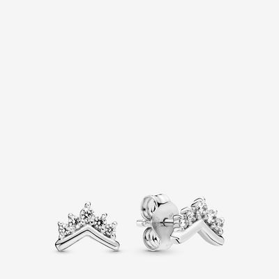 PANDORA™ Sterling Silver Tiara Wishbone Stud Earrings with Clear Zirconia