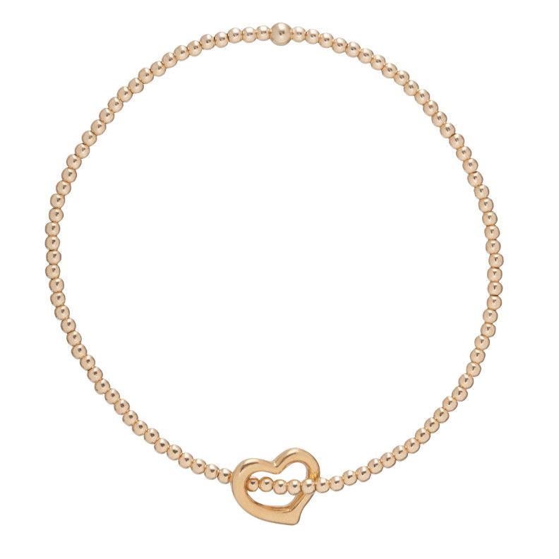 Classic Gold 2mm Bead Bracelet Love Gold Charm