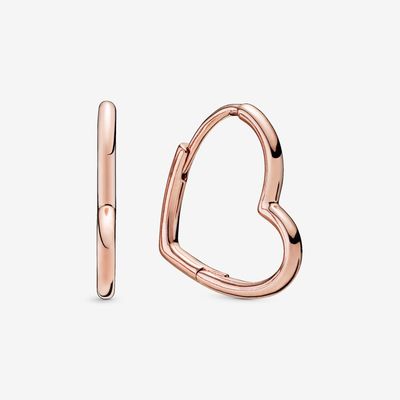PANDORA™ Asymmetrical Heart Hoop Earrings 14k Rose Gold Plating