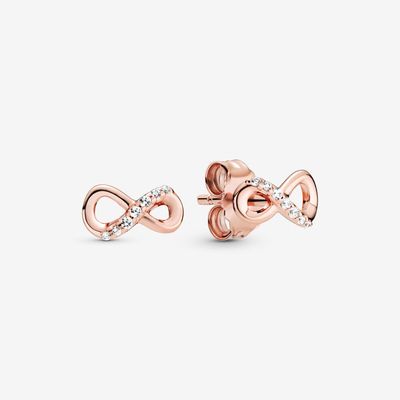 PANDORA™ Sparkling Infinity Stud Earrings 14k Rose Gold Plating