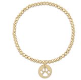 Classic Gold 3mm Bead Bracelet Paw Print Gold Disc