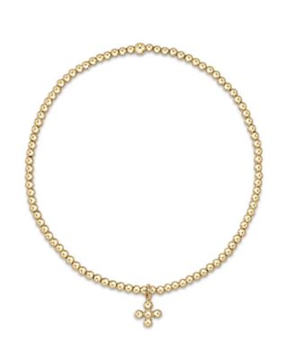 Classic Gold 2mm Bead Bracelet Classic Beaded Signature Cross Small Gold Charm