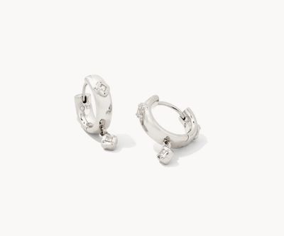 The Joelle Huggie Earrings in White Crystal