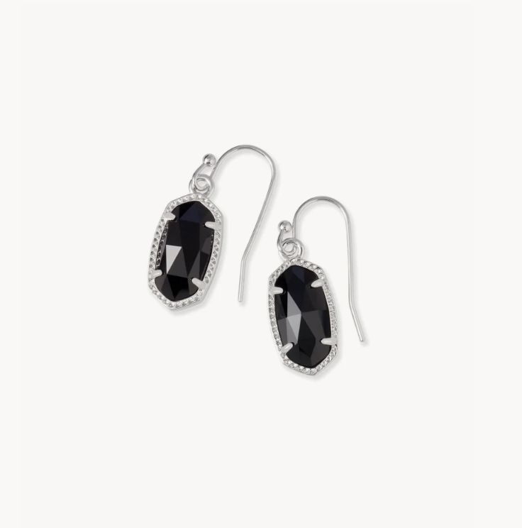 The Lee Drop Earrings in Black Opaque Glass