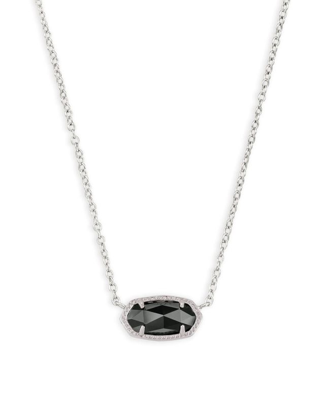 The Elisa Pendant Necklace in Black Opaque Glass