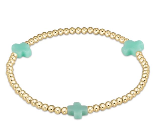 EGIRL Signature Cross Gold Pattern 3mm Bead Bracelet