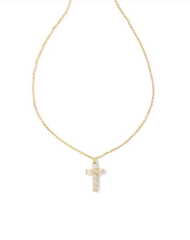 Gracie Cross Pendant White Crystal