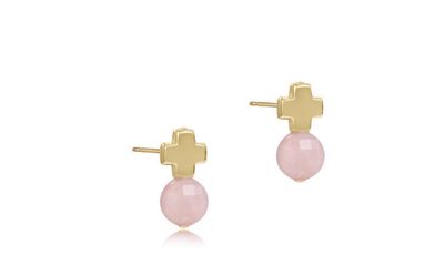 Signature Gold Cross Gemstone Stud 