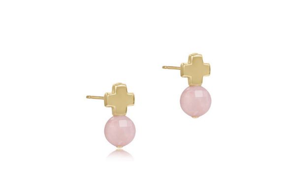 Signature Gold Cross Gemstone Stud 