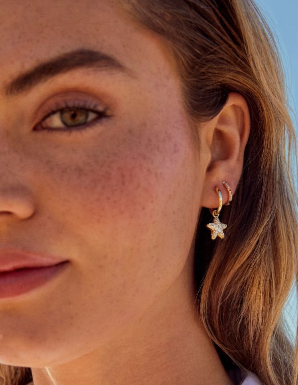 The Jae Star Pave White Crystal Huggie