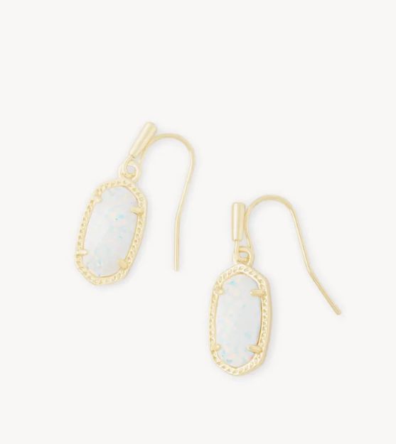 The Lee Drop Earrings in White Kyocera Opal