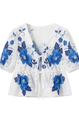 The Finley Floral Print Front Bow Top
