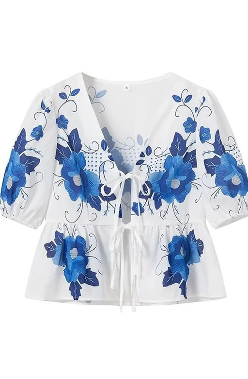 The Finley Floral Print Front Bow Top