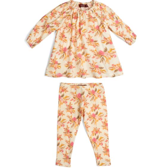 Vintage Floral Baby Dress &amp; Legging Set
