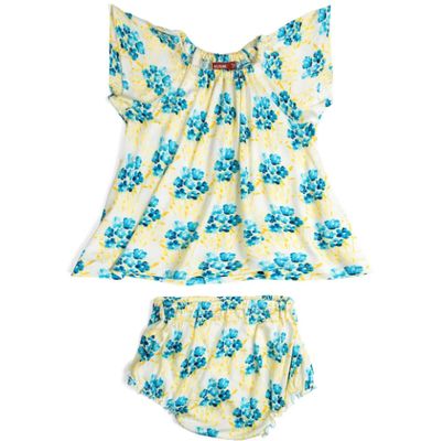 Sky Floral Baby Dress &amp; Bloomer Set