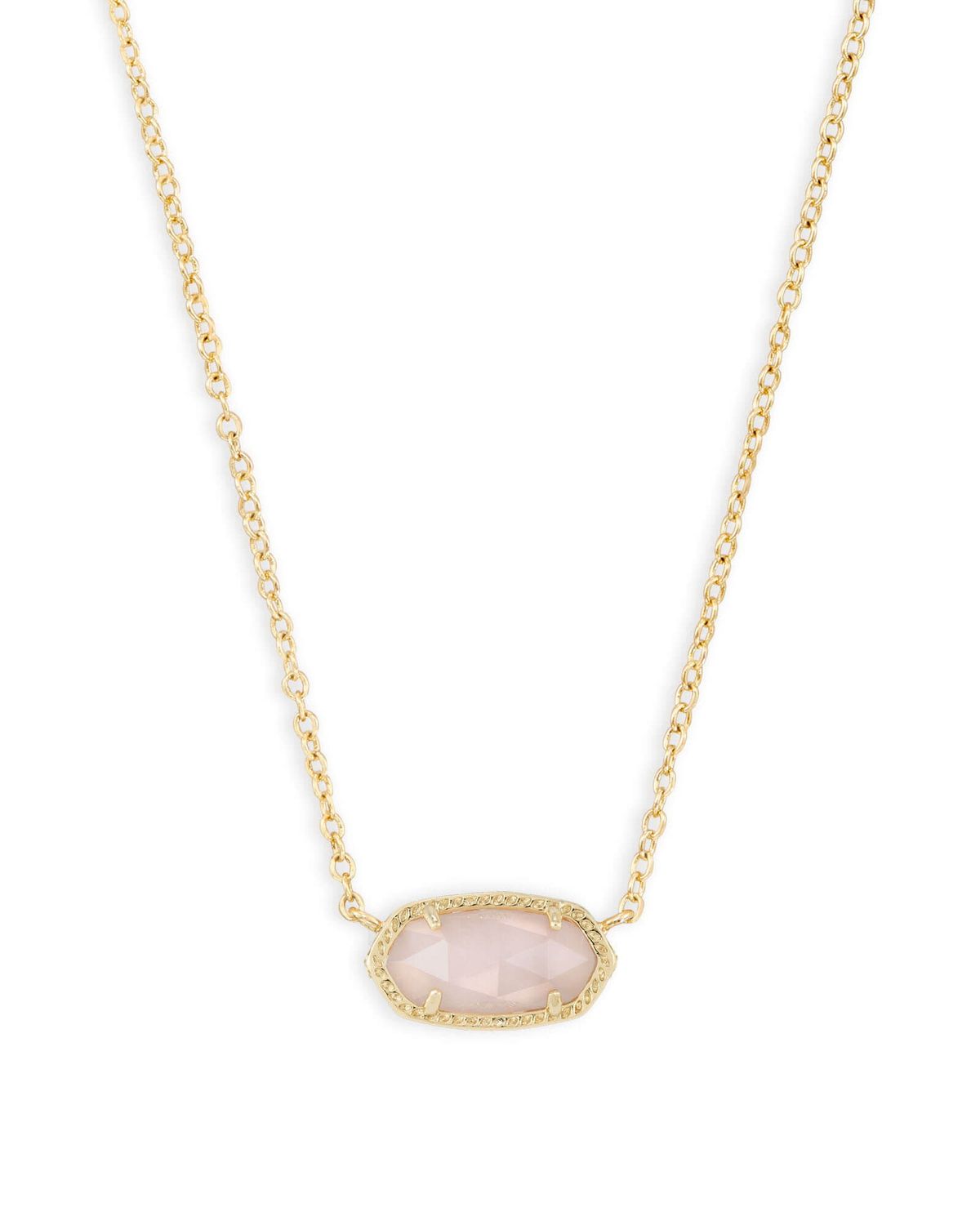 The Elisa Gold Pendant Necklace in Rose Quartz