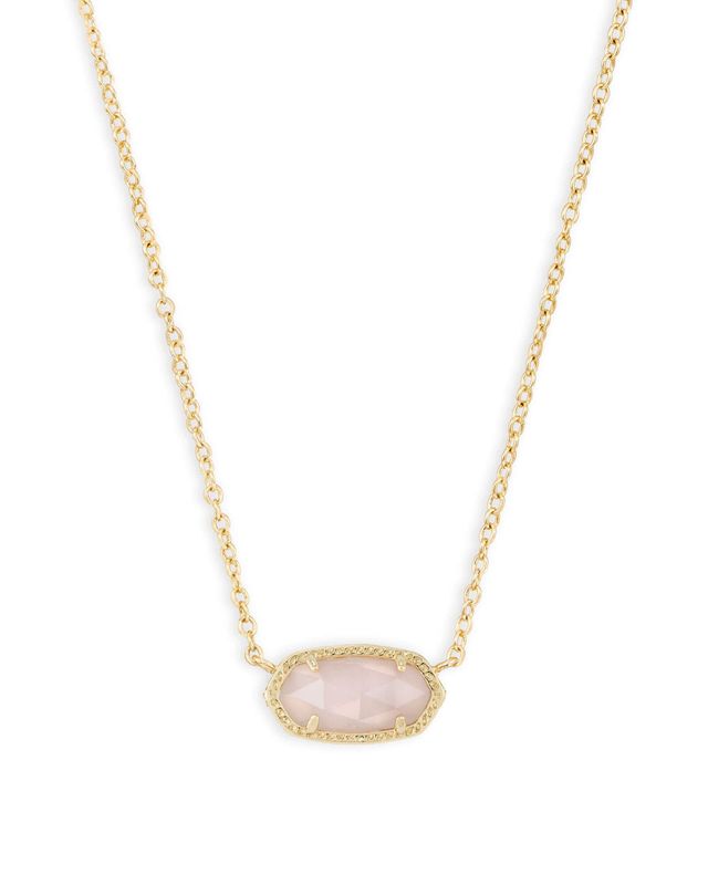 The Elisa Gold Pendant Necklace in Rose Quartz