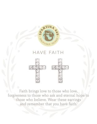 SLV Have Faith/Cross Stud Earrings