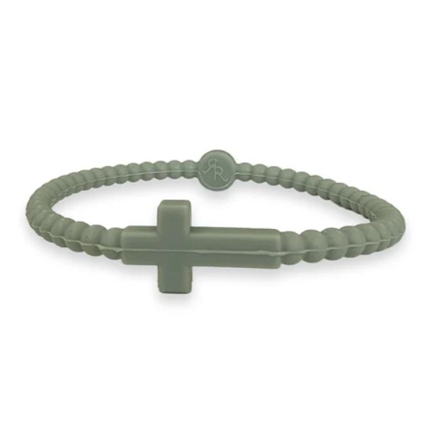 Jesus Cross Silicone Bracelet Olive
