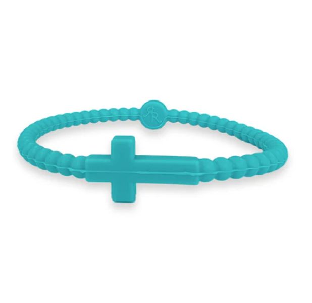Jesus Cross Silicone Bracelet Teal