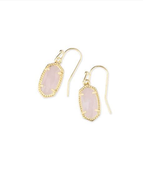 The Lee Earring Gold Rose Quartz