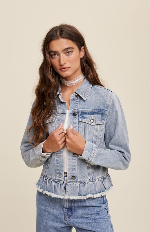 The Remi Ruffle Hem Denim Jacket