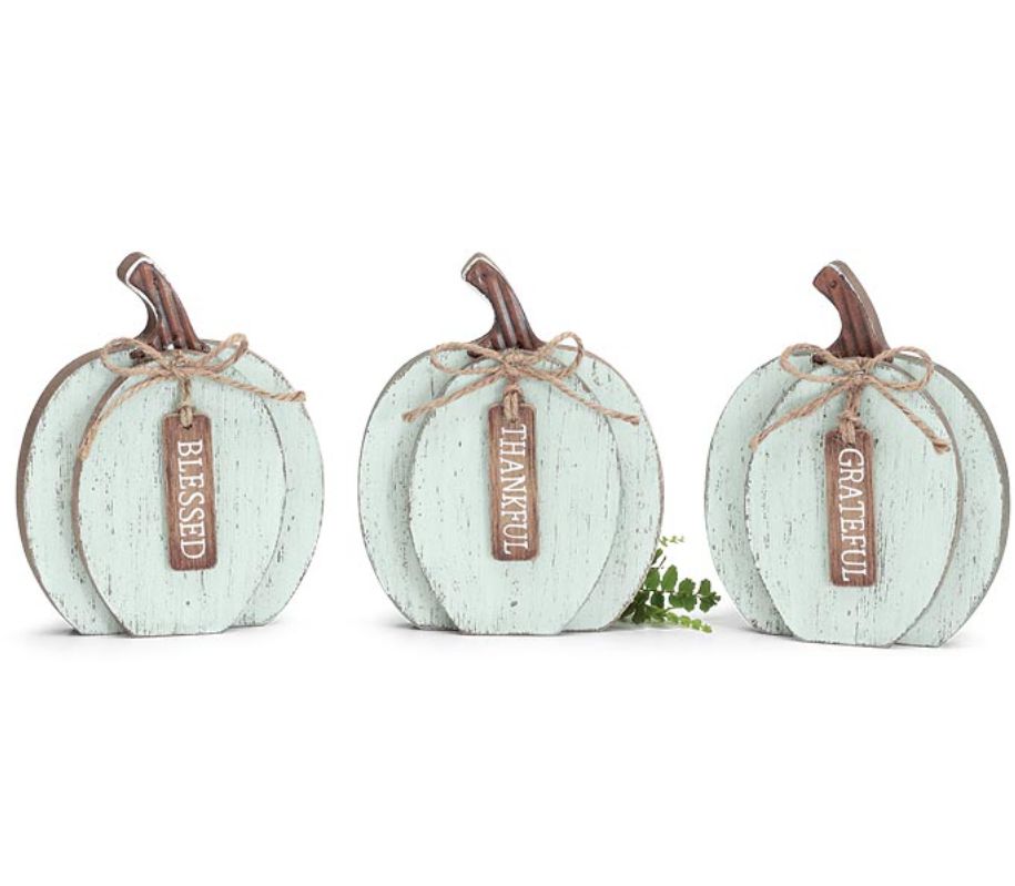White Washed Pumpkin Sitter 
