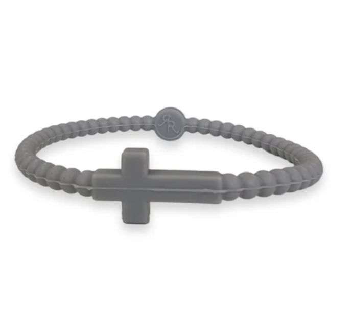 Jesus Cross Silicone Bracelet Grey