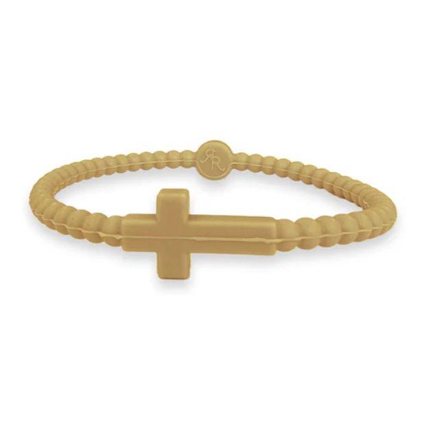 Jesus Cross Silicone Bracelet Tan