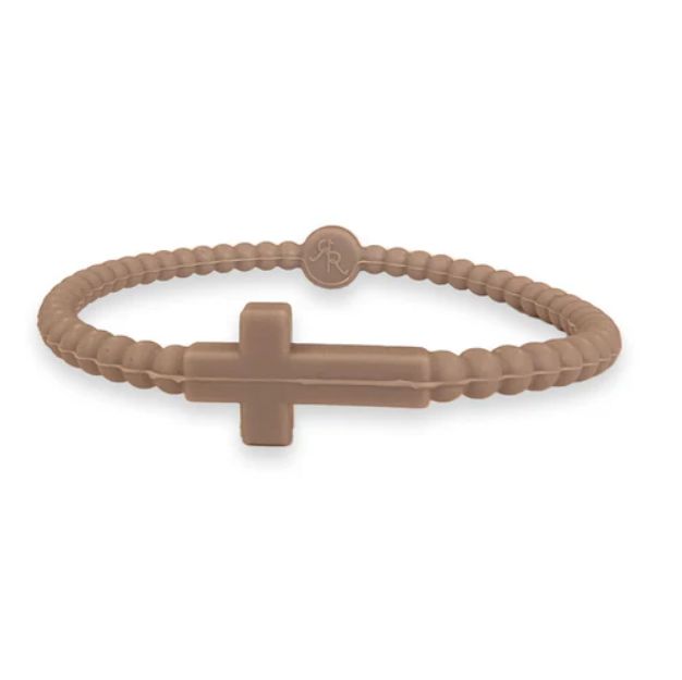 Jesus Cross Silicone Bracelet Brown