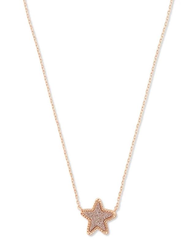 The Jae Star Rose Gold Short Pendant Rose Gold Drusy