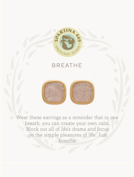 SLV Stud Breathe/Cream Druzy Gold