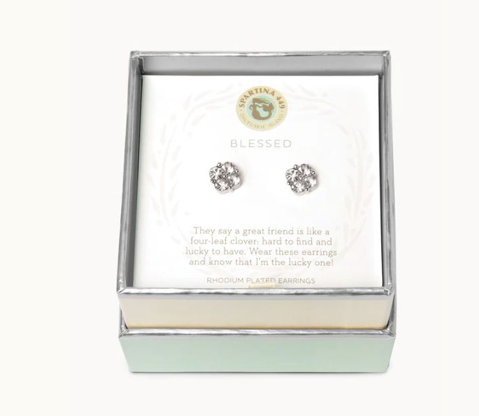 SLV Stud Earrings Blessed/Crystal Clover SIL