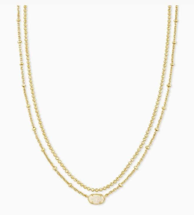 The Emilie Gold Multi Strand Necklace in Iridescent Drusy