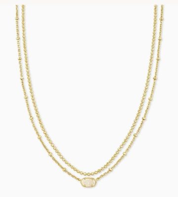 The Emilie Gold Multi Strand Necklace in Iridescent Drusy