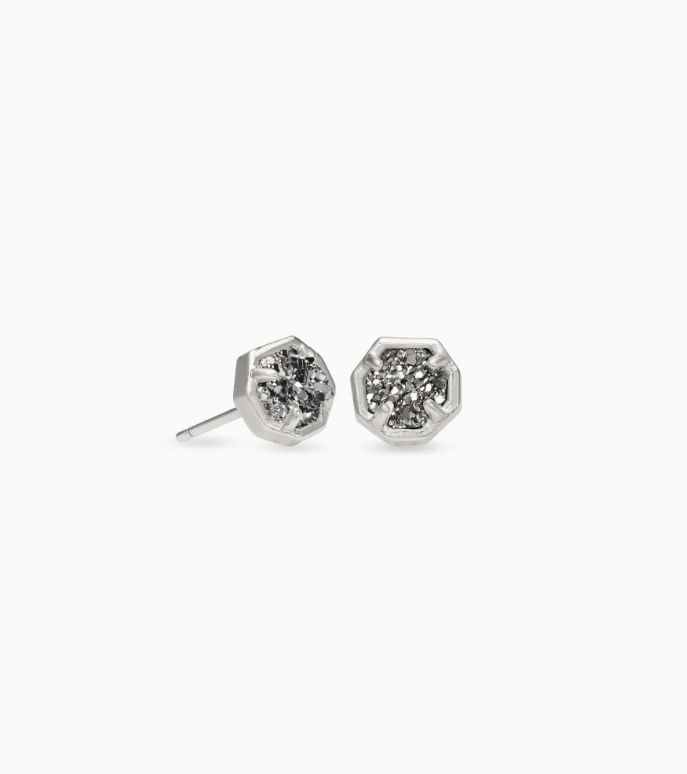 The Nola Stud Earring Rhod Platinum Drusy