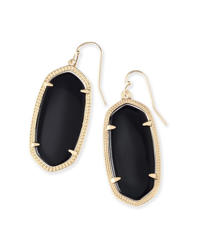 The Elle Drop Earrings in Black Opaque Glass