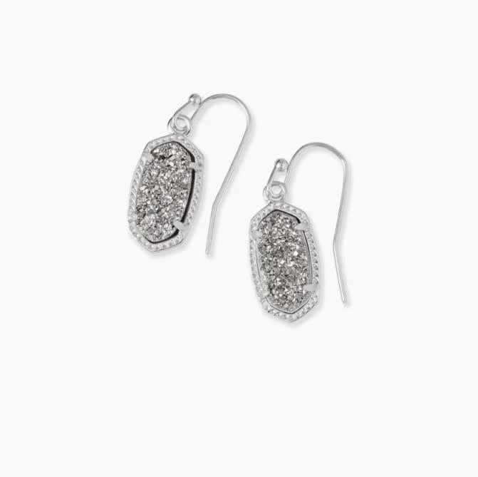 The Lee Drop Earrings in Platinum Drusy