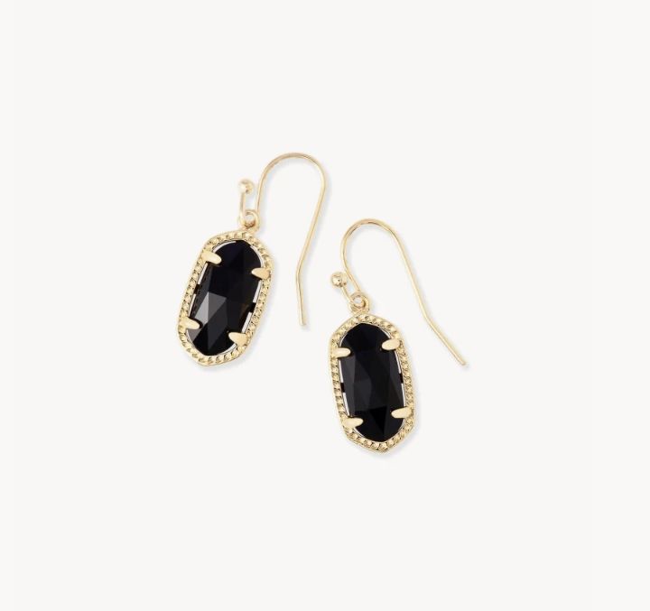 The Lee Drop Earrings in Black Opaque Glass