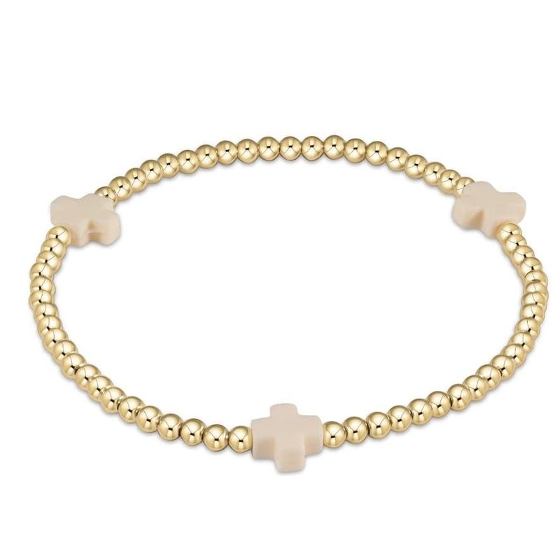 Enewton EGIRL Signature Cross Gold Pattern 3mm Bead Bracelet