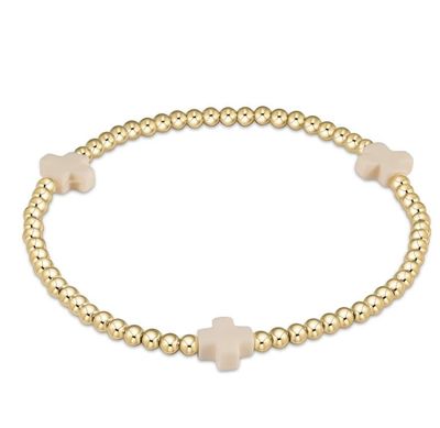 Enewton EGIRL Signature Cross Gold Pattern 3mm Bead Bracelet