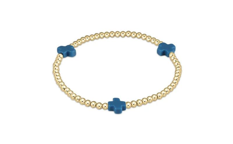 Enewton Signature Cross Gold Pattern 3mm Bead Bracelet 
