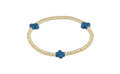 Enewton Signature Cross Gold Pattern 3mm Bead Bracelet 