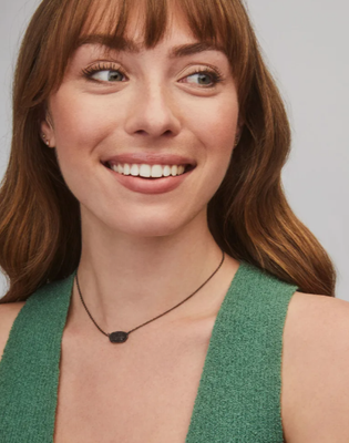 Elisa Pendant Necklace in Black Drusy