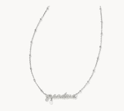 The Grandma Script White Pearl Necklace
