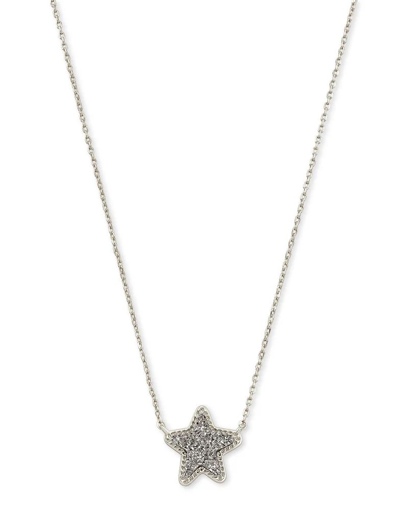 The Jae Star Silver Pendant Necklace in Platinum Drusy