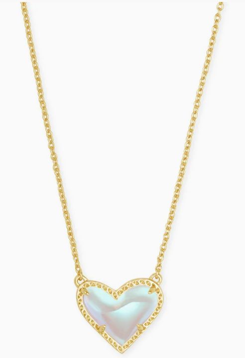 The Ari Heart Gold Pendant Necklace in Dichroic Glass