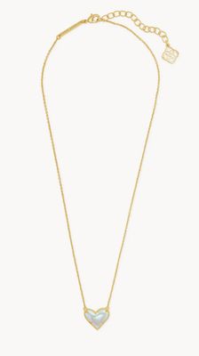 The Ari Heart Gold Pendant Necklace in Dichroic Glass