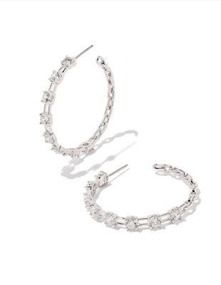 The Lexi Hoop Earring in White Crystal